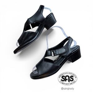 SAS Suntiner Women's Black Leather Heeled Sandals 6M